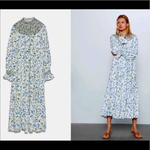 Zara Printed Rustic Dress - smocked floral